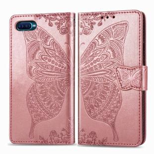 For OPPO K1 Butterfly Love Flower Embossed Horizontal Flip Leather Case with Bracket / Card Slot / Wallet / Lanyard(Rose Gold)