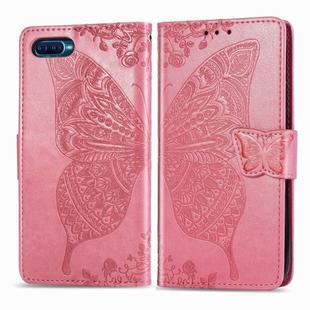 For OPPO K1 Butterfly Love Flower Embossed Horizontal Flip Leather Case with Bracket / Card Slot / Wallet / Lanyard(Pink)