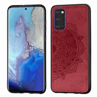 For Galaxy S20 Embossed Mandala Pattern PC + TPU + Fabric Phone Case with Lanyard & Magnetic(Red)