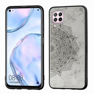 For Huawei Nova 6SE Embossed Mandala Pattern PC + TPU + Fabric Phone Case with Lanyard & Magnetic(Gray)