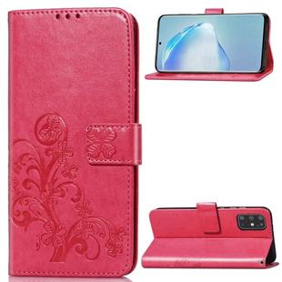 For Galaxy S20+ Lucky Clover Pressed Flowers Pattern Leather Case with Holder & Card Slots & Wallet & Hand Strap(Rose)