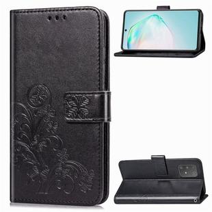 For Galaxy S10 Lite / A91 / M80s Lucky Clover Pressed Flowers Pattern Leather Case with Holder & Card Slots & Wallet & Hand Strap(Black)