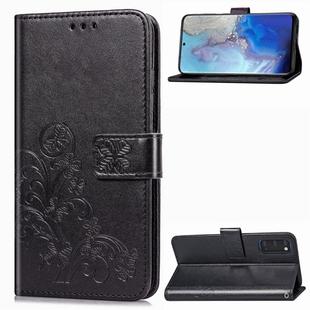 For Galaxy S20 Lucky Clover Pressed Flowers Pattern Leather Case with Holder & Card Slots & Wallet & Hand Strap(Black)