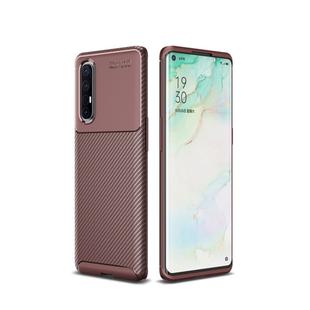 For OPPO Reno 3 Pro Carbon Fiber Texture Shockproof TPU Case(Brown)