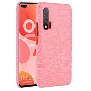 For Huawei Nova 6 5G Shockproof Crocodile Texture PC + PU Case(Pink)