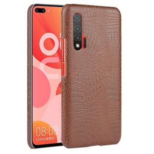 For Huawei Nova 6 5G Shockproof Crocodile Texture PC + PU Case(Brown)