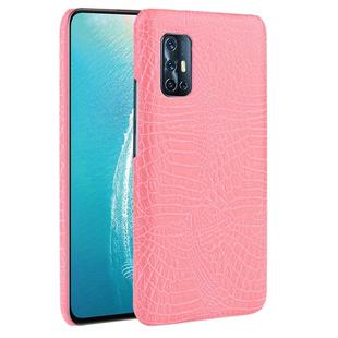 For Vivo V17 India Shockproof Crocodile Texture PC + PU Case(Pink)