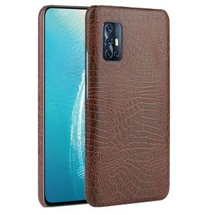 For Vivo V17 India Shockproof Crocodile Texture PC + PU Case(Brown)