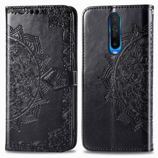 For Xiaomi Redmi K30 Halfway Mandala Embossing Pattern Horizontal Flip Leather Case with Holder & Card Slots & Wallet & Photo Frame & Lanyard(Black)