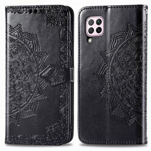 For Huawei Nova 6 SE Halfway Mandala Embossing Pattern Horizontal Flip Leather Case with Holder & Card Slots & Wallet & Photo Frame & Lanyard(Black)