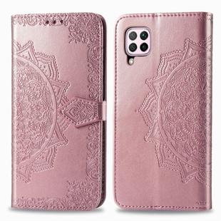 For Huawei Nova 6 SE Halfway Mandala Embossing Pattern Horizontal Flip Leather Case with Holder & Card Slots & Wallet & Photo Frame & Lanyard(Rose Gold)