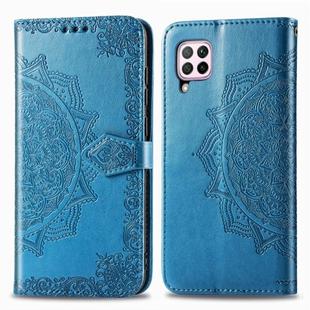 For Huawei Nova 6 SE Halfway Mandala Embossing Pattern Horizontal Flip Leather Case with Holder & Card Slots & Wallet & Photo Frame & Lanyard(Blue)