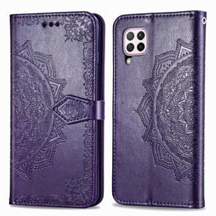 For Huawei Nova 6 SE Halfway Mandala Embossing Pattern Horizontal Flip Leather Case with Holder & Card Slots & Wallet & Photo Frame & Lanyard(Purple)