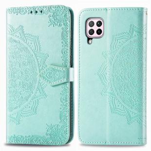 For Huawei Nova 6 SE Halfway Mandala Embossing Pattern Horizontal Flip Leather Case with Holder & Card Slots & Wallet & Photo Frame & Lanyard(Green)