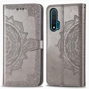 For Huawei Nova 6 Halfway Mandala Embossing Pattern Horizontal Flip Leather Case with Holder & Card Slots & Wallet & Photo Frame & Lanyard(Gray)