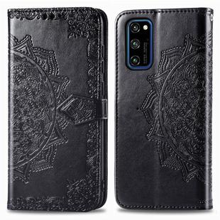 For Huawei Honor V30 Pro / V30 Halfway Mandala Embossing Pattern Horizontal Flip Leather Case with Holder & Card Slots & Wallet & Photo Frame & Lanyard(Black)