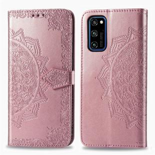 For Huawei Honor V30 Pro / V30 Halfway Mandala Embossing Pattern Horizontal Flip Leather Case with Holder & Card Slots & Wallet & Photo Frame & Lanyard(Rose Gold)