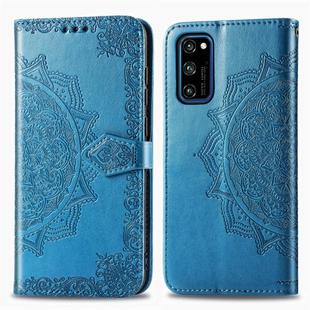 For Huawei Honor V30 Pro / V30 Halfway Mandala Embossing Pattern Horizontal Flip Leather Case with Holder & Card Slots & Wallet & Photo Frame & Lanyard(Blue)