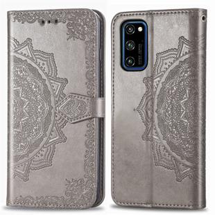 For Huawei Honor V30 Pro / V30 Halfway Mandala Embossing Pattern Horizontal Flip Leather Case with Holder & Card Slots & Wallet & Photo Frame & Lanyard(Gray)