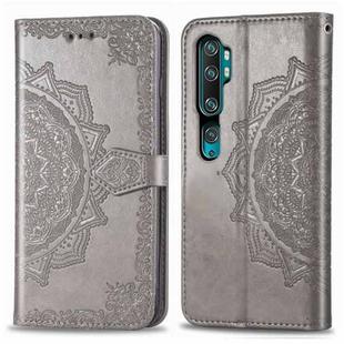 For Xiaomi Mi Note 10 Pro Halfway Mandala Embossing Pattern Horizontal Flip Leather Case with Holder & Card Slots & Wallet & Photo Frame & Lanyard(Gray)