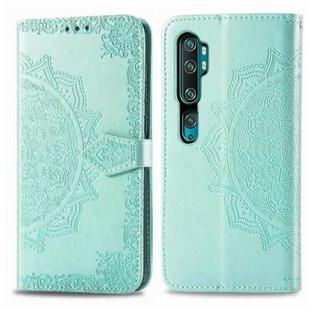 For Xiaomi Mi Note 10 Pro Halfway Mandala Embossing Pattern Horizontal Flip Leather Case with Holder & Card Slots & Wallet & Photo Frame & Lanyard(Green)