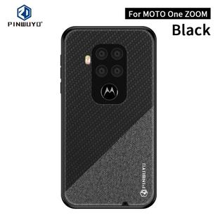 For Motorola One Zoom / One Pro PINWUYO Rong Series  Shockproof PC + TPU+ Chemical Fiber Cloth Protective Cover(Black)