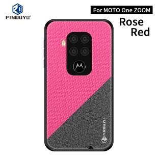 For Motorola One Zoom / One Pro PINWUYO Rong Series  Shockproof PC + TPU+ Chemical Fiber Cloth Protective Cover(Red)