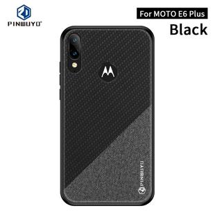 For  Motorola Moto E6 Plus PINWUYO Rong Series  Shockproof PC + TPU+ Chemical Fiber Cloth Protective Cover(Black)