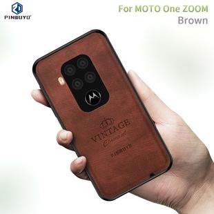 For Motorola One Zoom / One Pro PINWUYO Zun Series PC + TPU + Skin Waterproof And Anti-fall All-inclusive Protective Shell(Brown)