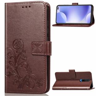 For Xiaomi Redmi K30  Four-leaf Clasp Embossed Buckle Mobile Phone Protection Leather Case with Lanyard & Card Slot & Wallet & Bracket Function(Brown)