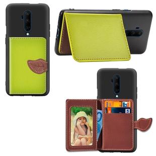 For OnePlus 7T Pro  Leaf Buckle Litchi Texture Card Holder PU + TPU Case with Card Slot & Wallet & Holder & Photo Frame(Green)