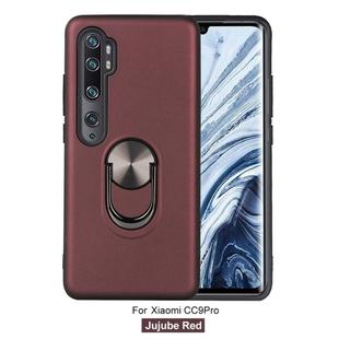 For Xiaomi Mi CC9 Pro 360 Rotary Multifunctional Stent PC+TPU Case with Magnetic Invisible Holder(Jujube Red)
