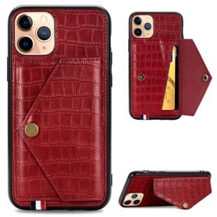 For iPhone 11 Pro Max Crocodile Pattern PU+TPU+PVC Shatter-resistant Mobile Phone Case with Magnetic Invisible Holder & Holder & Card Slots(Red)
