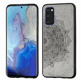 For Galaxy S20 Mandala Embossed Cloth Cover PC + TPU Mobile Phone Case with Magnetic Function and Hand Strap(Gray)