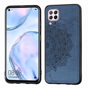 For Huawei Nova 6 SE Mandala Embossed Cloth Cover PC + TPU Mobile Phone Case with Magnetic Function and Hand Strap(Blue)