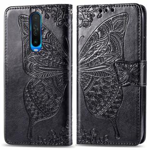 For Xiaomi Redmi K30 Butterfly Love Flower Embossed Horizontal Flip Leather Case with Bracket / Card Slot / Wallet / Lanyard(Black)