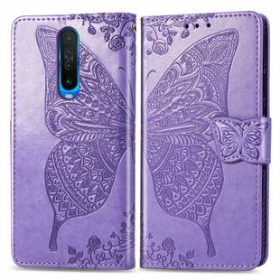 For Xiaomi Redmi K30 Butterfly Love Flower Embossed Horizontal Flip Leather Case with Bracket / Card Slot / Wallet / Lanyard(Light Purple)