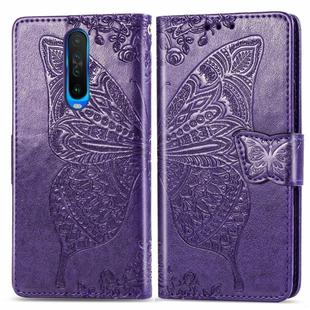 For Xiaomi Redmi K30 Butterfly Love Flower Embossed Horizontal Flip Leather Case with Bracket / Card Slot / Wallet / Lanyard(Dark Purple)