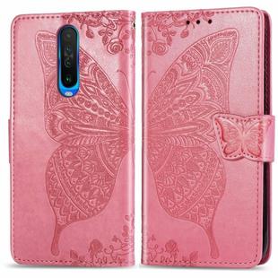 For Xiaomi Redmi K30 Butterfly Love Flower Embossed Horizontal Flip Leather Case with Bracket / Card Slot / Wallet / Lanyard(Pink)