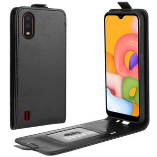 For Galaxy A01 R64 Texture Single Vertical Flip Leather Protective Case with Card Slots & Photo Frame(Black)