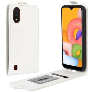 For Galaxy A01 R64 Texture Single Vertical Flip Leather Protective Case with Card Slots & Photo Frame(White)