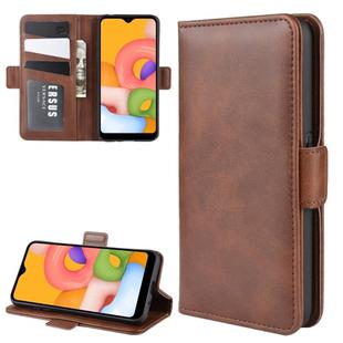 For Galaxy A01 Dual-side Magnetic Buckle Horizontal Flip Leather Case with Holder & Card Slots & Wallet(Brown)