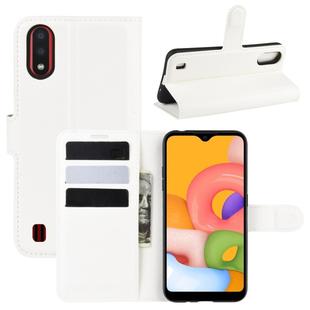 For Galaxy A01 Litchi Texture Horizontal Flip Protective Case with Holder & Card Slots & Wallet(White)