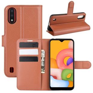 For Galaxy A01 Litchi Texture Horizontal Flip Protective Case with Holder & Card Slots & Wallet(Brown)