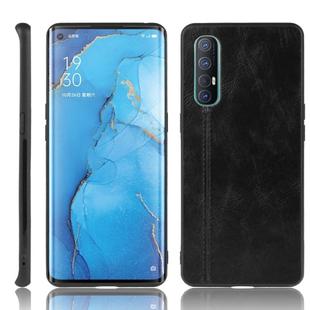 For  Oppo Reno3 Pro Shockproof Sewing Cow Pattern Skin PC + PU + TPU Case(Black)