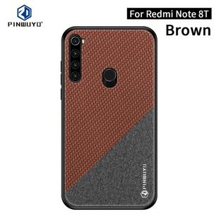 For Xiaomi RedMi Note8T PINWUYO Rong Series  Shockproof PC + TPU+ Chemical Fiber Cloth Protective Cover(Brown)