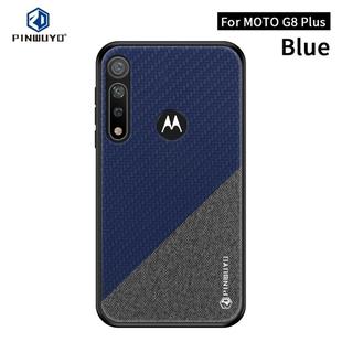 For MOTO G8 Plus PINWUYO Rong Series  Shockproof PC + TPU+ Chemical Fiber Cloth Protective Cover(Blue)