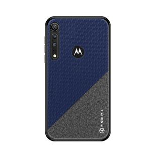 For MOTO G8 Play / One Macro PINWUYO Rong Series  Shockproof PC + TPU+ Chemical Fiber Cloth Protective Cover(Blue)