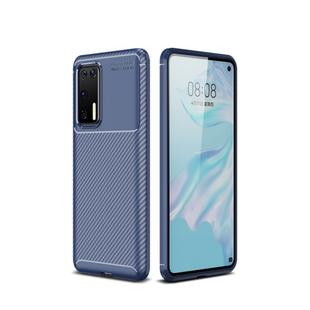 For Huawei P40 Carbon Fiber Texture Shockproof TPU Case(Blue)