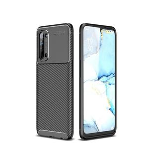 For Oppo Reno3 Carbon Fiber Texture Shockproof TPU Case(Black)